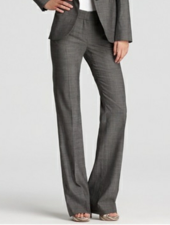 Theory Pants - THEORY Emery Black White Tweed Straight‑Leg Trouser Pant | Virgin Wool Blend | 2